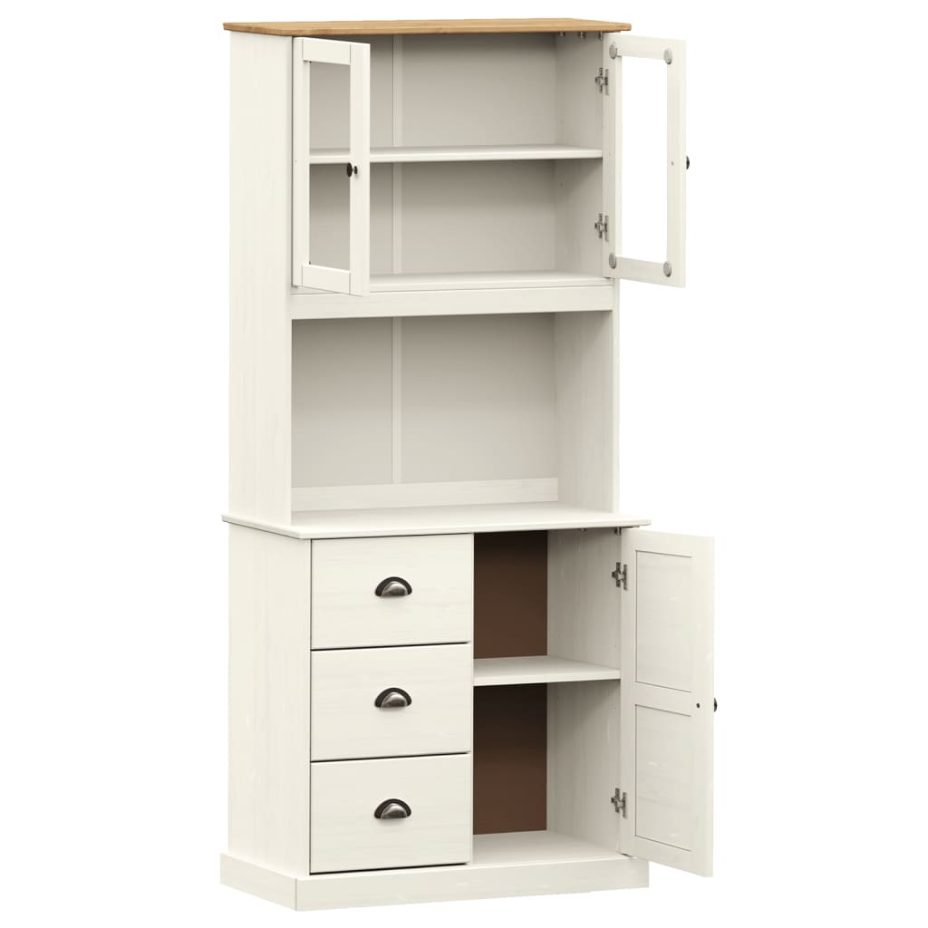 Kumode VIGO, balta, 78x40x175cm, priedes masīvkoks