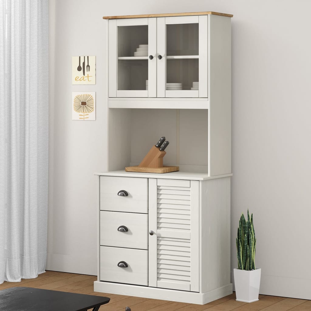 Kumode VIGO, balta, 78x40x175cm, priedes masīvkoks