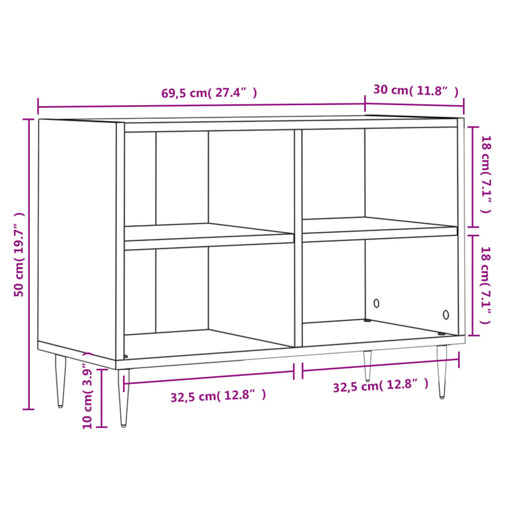 TV cabinet, grey oak, 69.5x30x50cm, wood