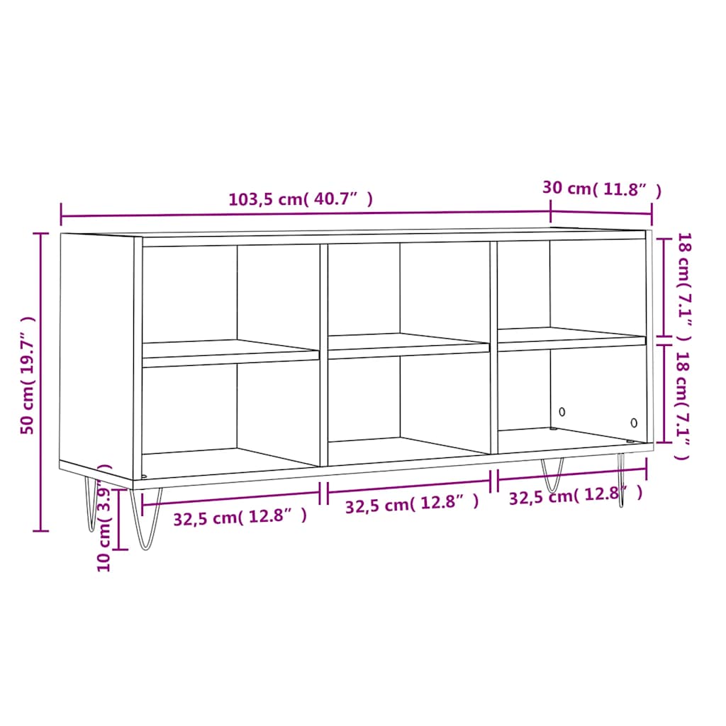 TV cabinet, white, 103.5x30x50cm, engineered wood