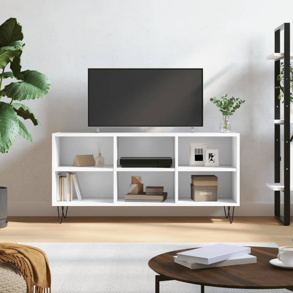 TV cabinet, white, 103.5x30x50cm, engineered wood