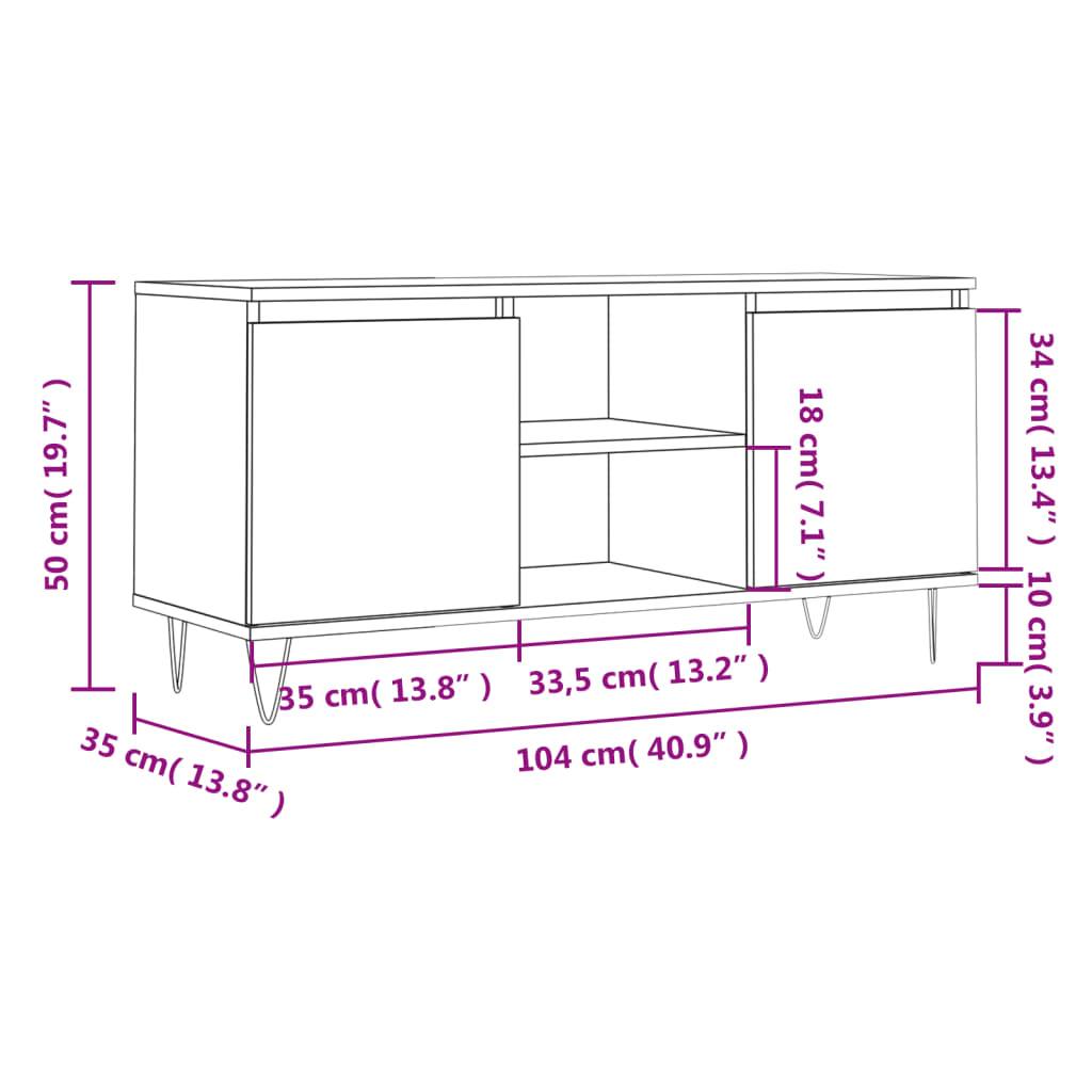 TV unit, concrete grey, 104x35x50cm, wood