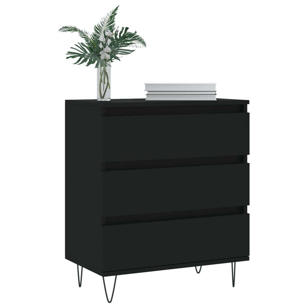 Side cabinet, black, 60x35x70cm, engineered wood