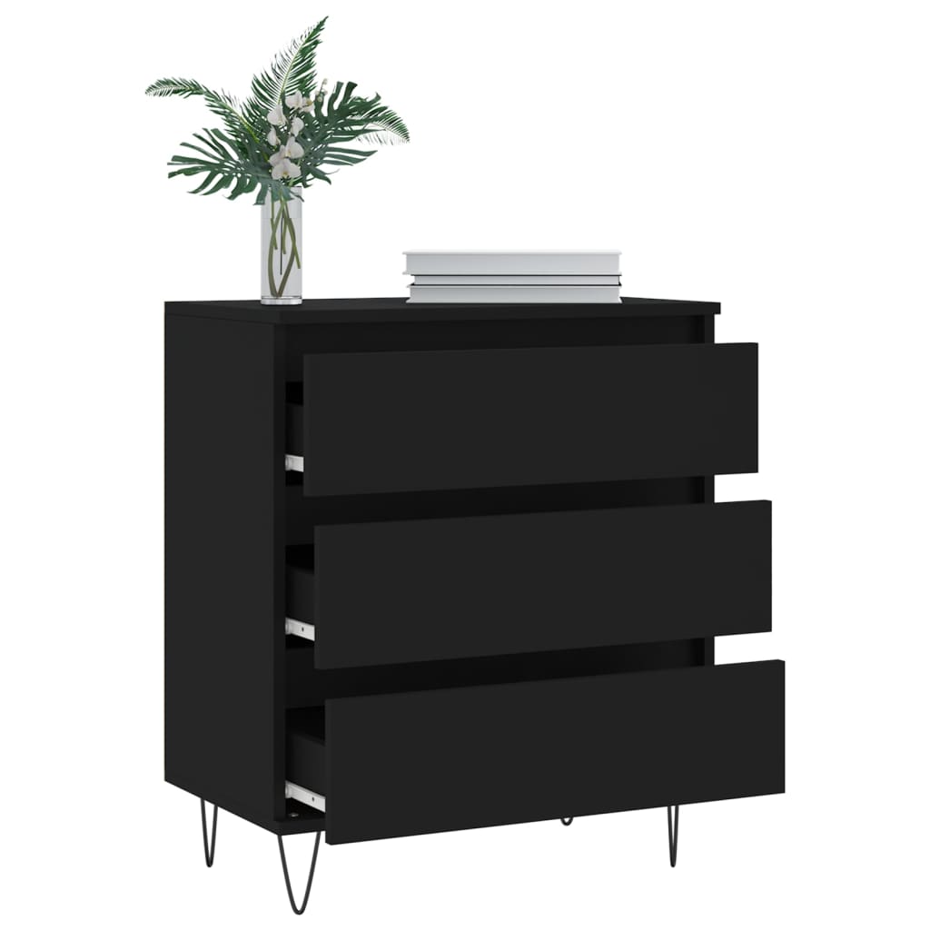 Side cabinet, black, 60x35x70cm, engineered wood