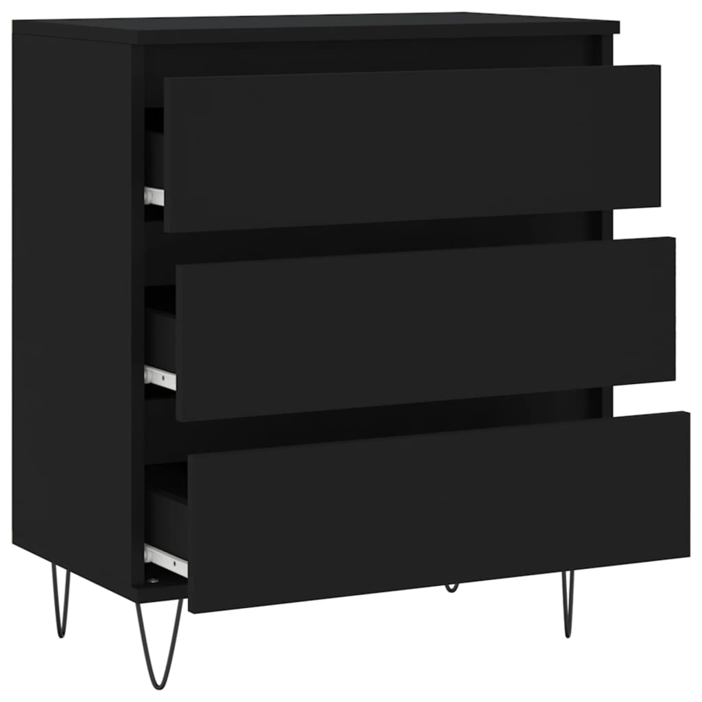 Side cabinet, black, 60x35x70cm, engineered wood
