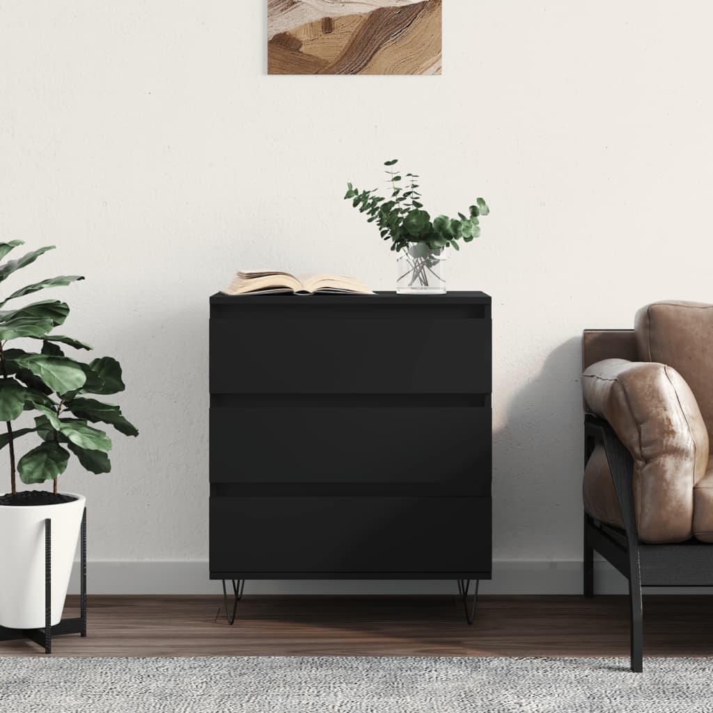 Side cabinet, black, 60x35x70cm, engineered wood