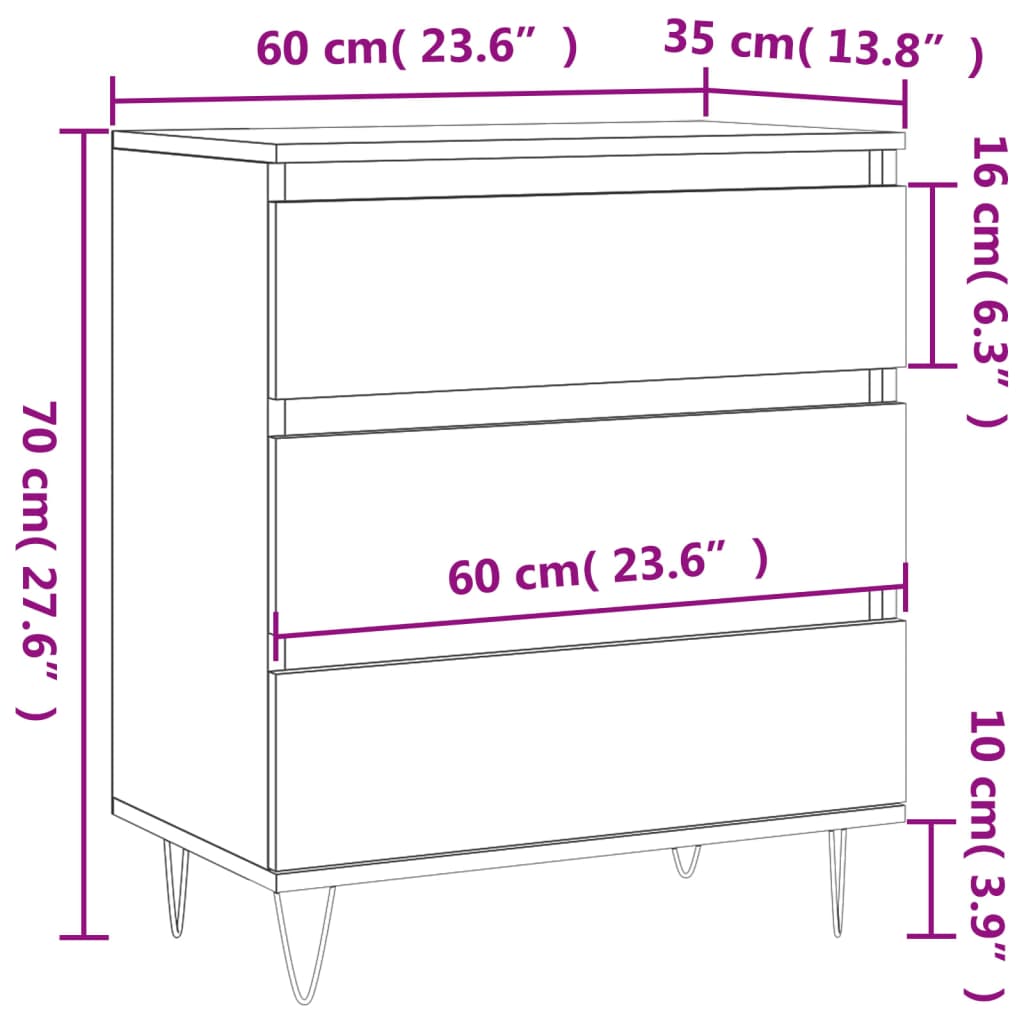 Sideboard, smoky oak, 60x35x70cm, engineered wood