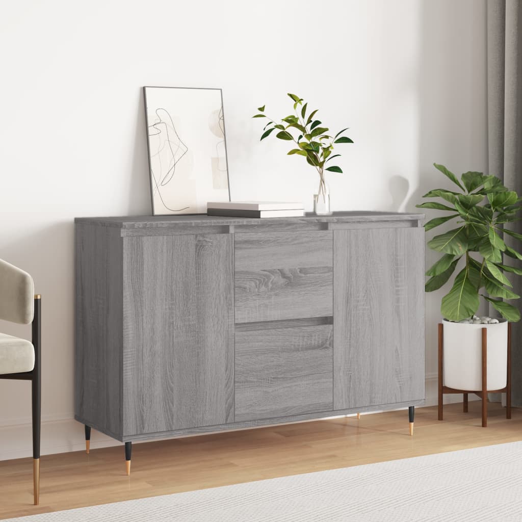 Sideboard, grey oak, 104x35x70cm, engineered wood