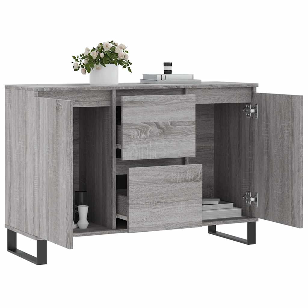 Sideboard, grey oak, 101.5x35x70cm, engineered wood