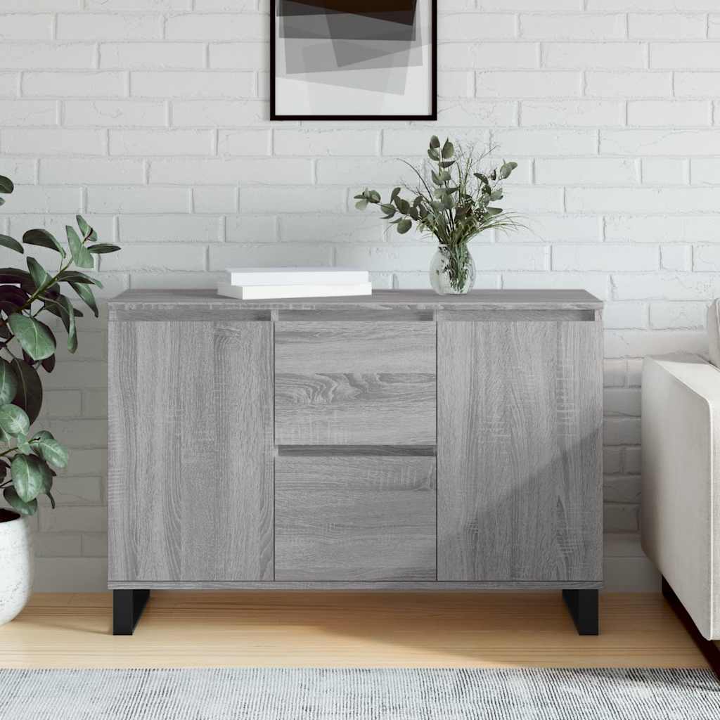 Sideboard, grey oak, 101.5x35x70cm, engineered wood