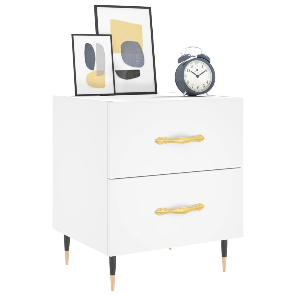 Bedside table, white, 40x35x47.5cm, engineered wood