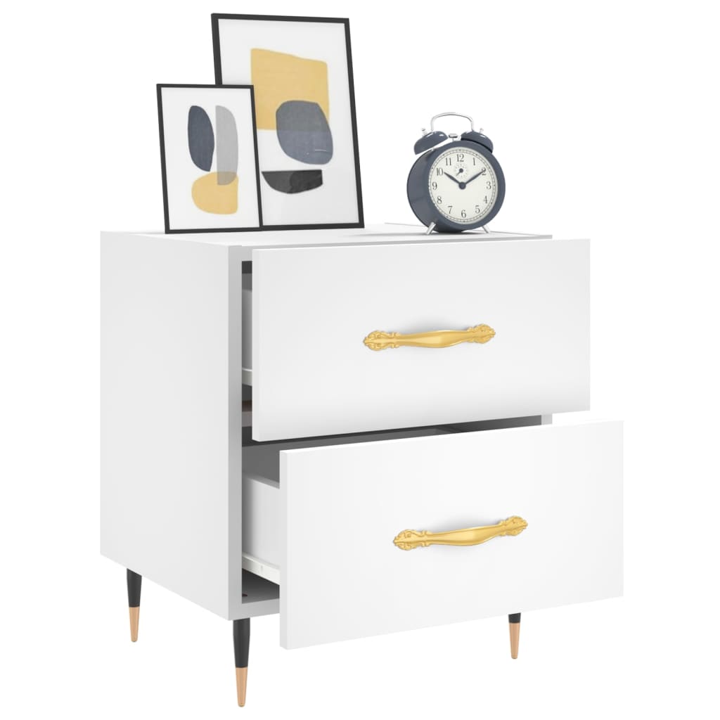 Bedside table, white, 40x35x47.5cm, engineered wood