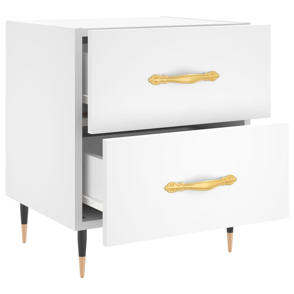 Bedside table, white, 40x35x47.5cm, engineered wood