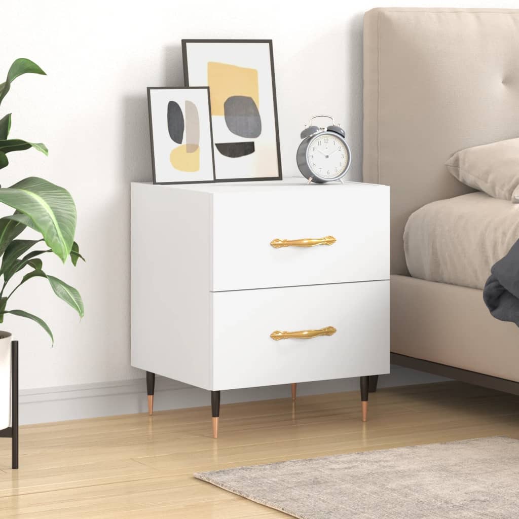 Bedside table, white, 40x35x47.5cm, engineered wood