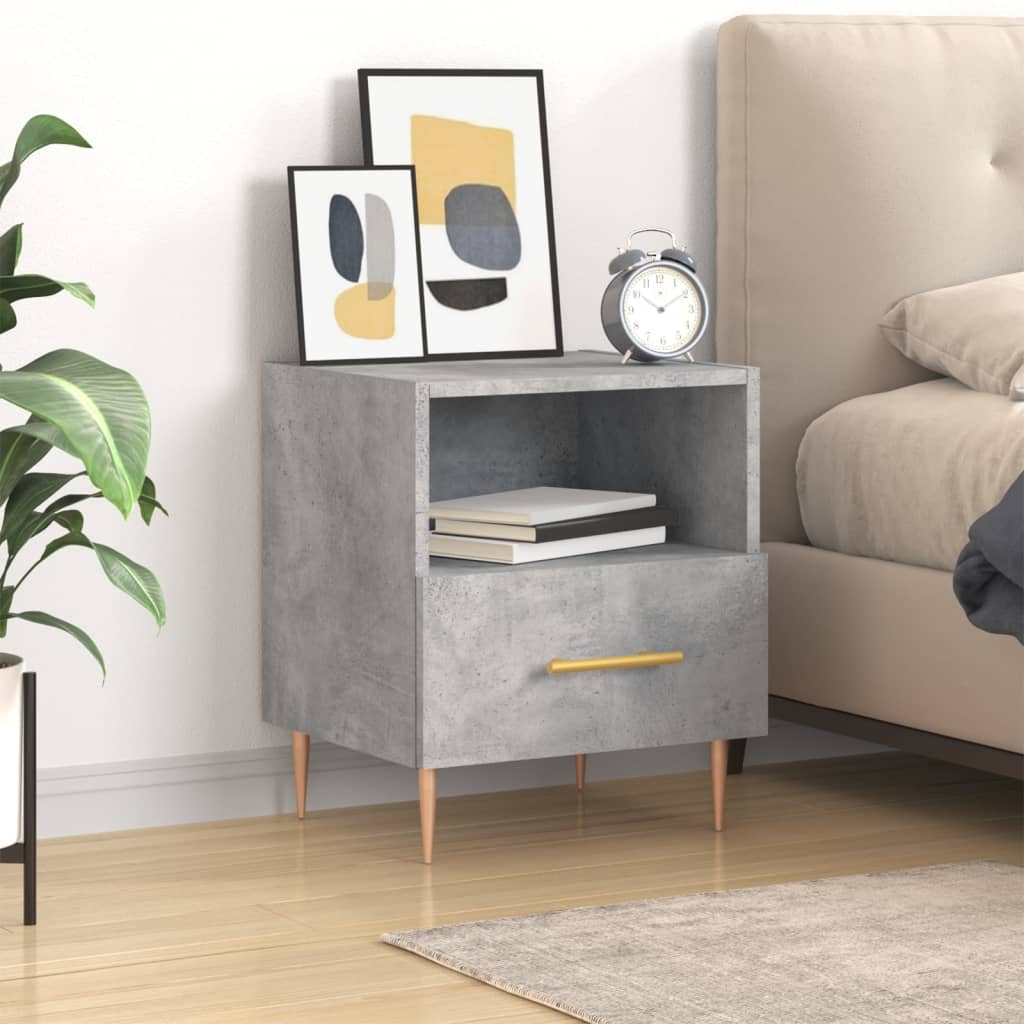 Bedside table, concrete grey, 40x35x47.5cm, engineered wood