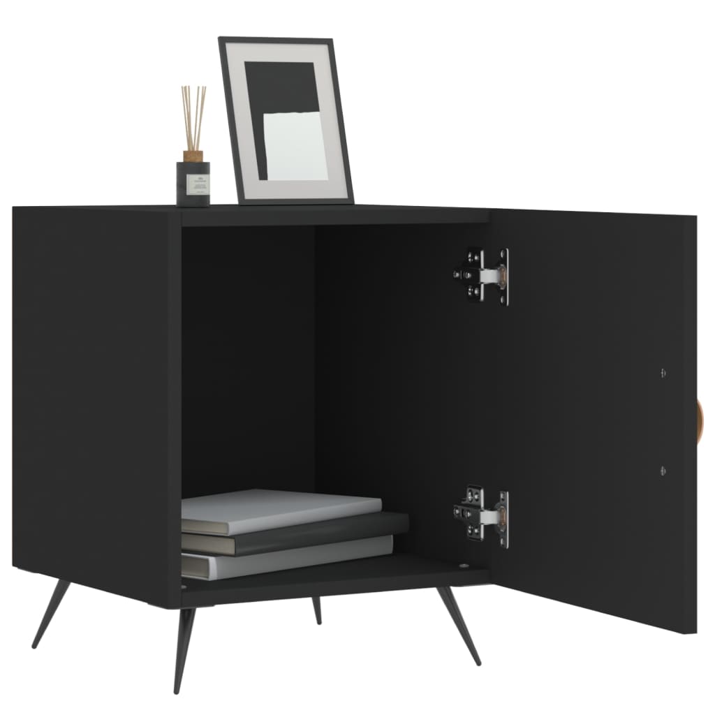 Bedside tables, 2 pcs., black, 40x40x50cm, engineered wood