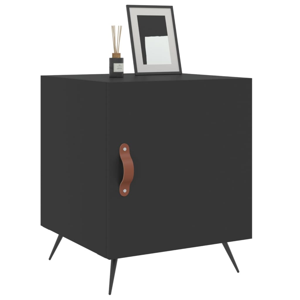 Bedside tables, 2 pcs., black, 40x40x50cm, engineered wood