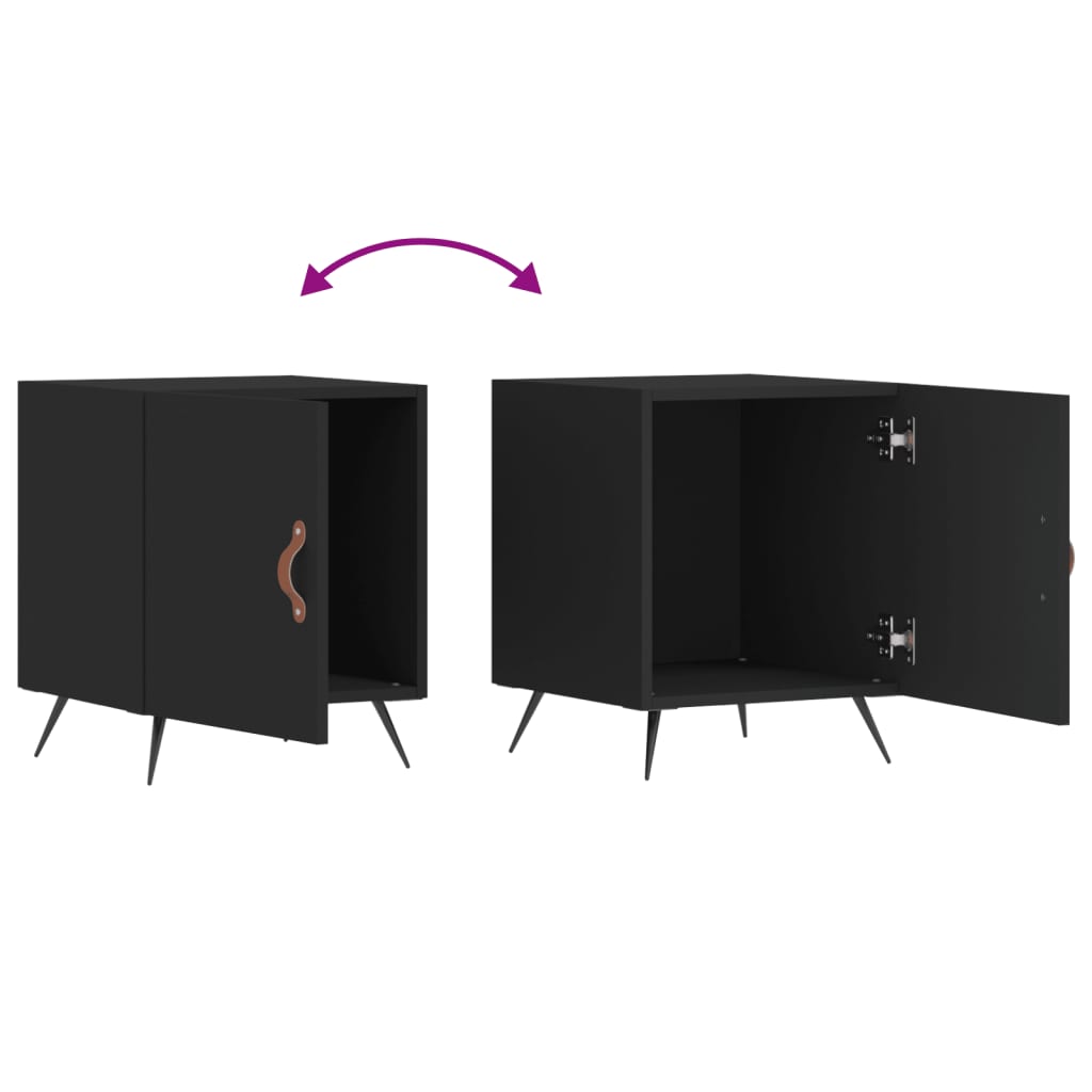 Bedside tables, 2 pcs., black, 40x40x50cm, engineered wood
