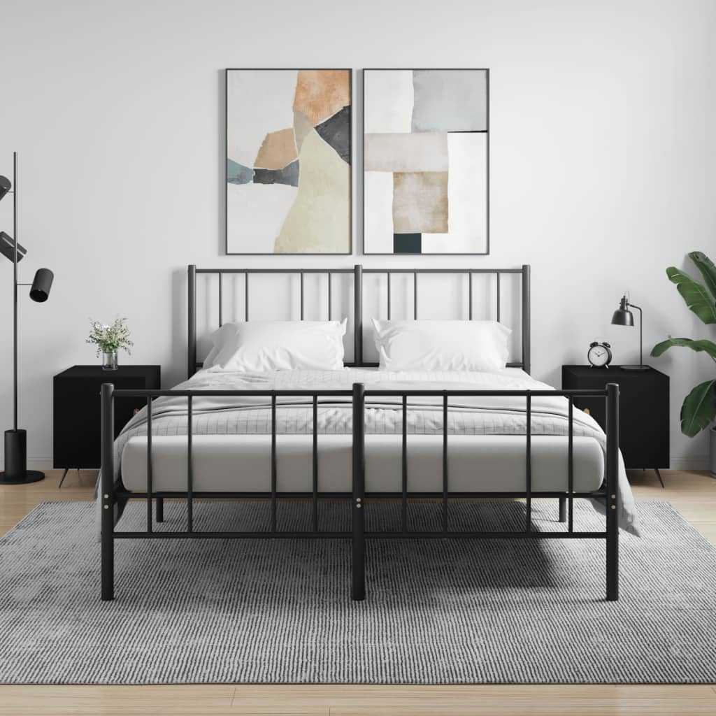 Bedside tables, 2 pcs., black, 40x40x50cm, engineered wood