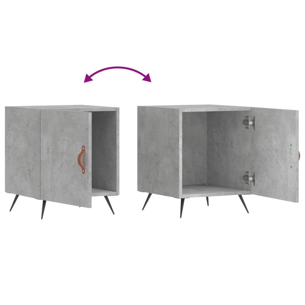 Nightstands, 2 pcs., concrete gray, 40x40x50cm, wood