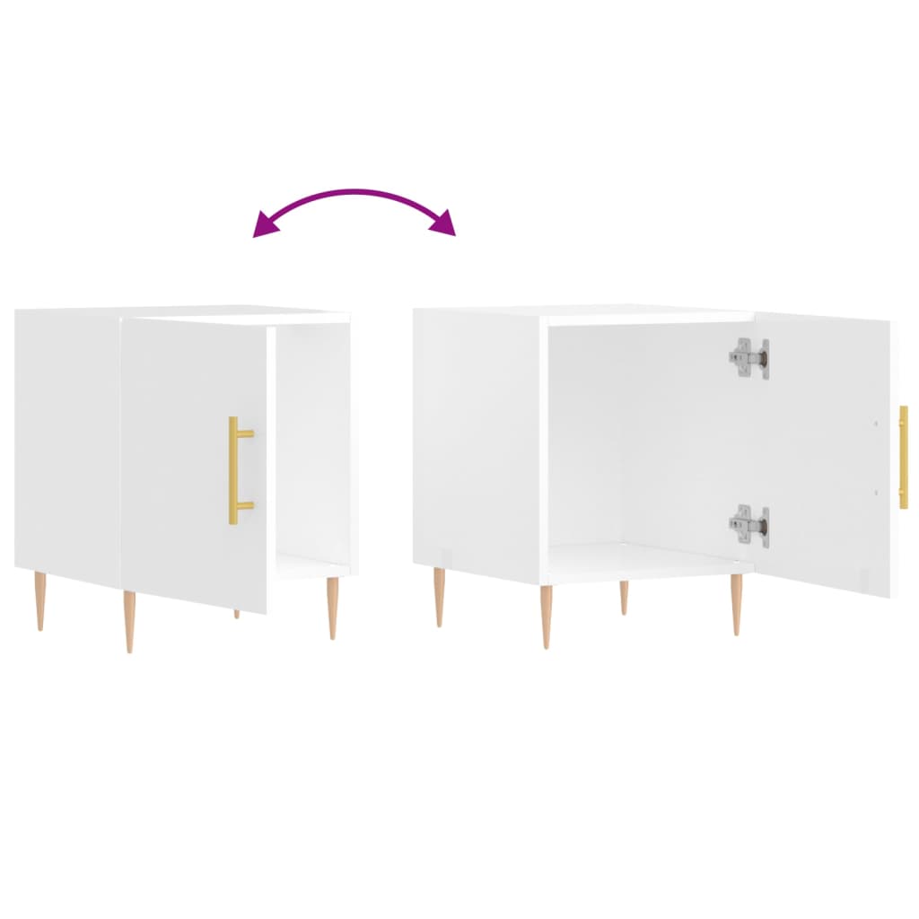 Bedside tables, 2 pcs., white, 40x40x50cm, engineered wood