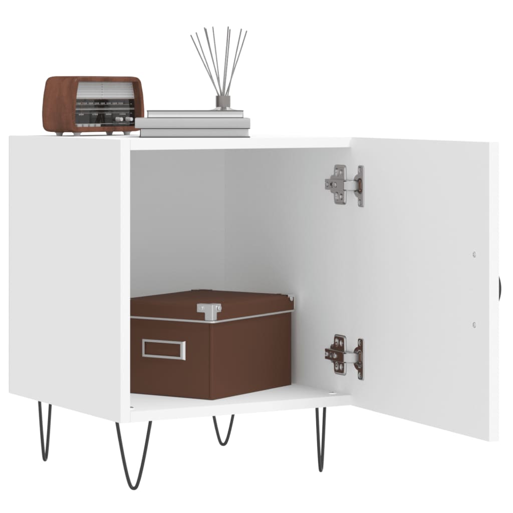 Bedside table, white, 40x40x50cm, engineered wood