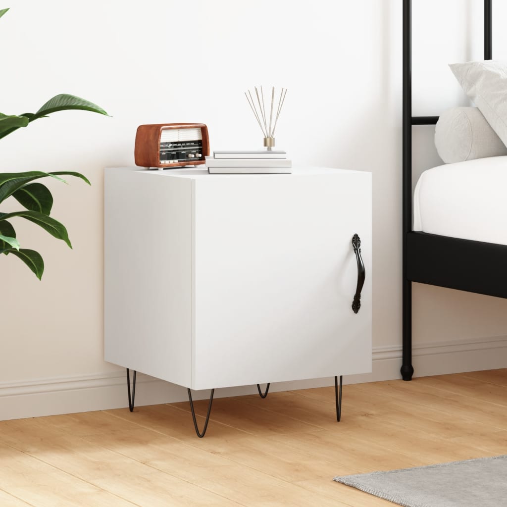 Bedside table, white, 40x40x50cm, engineered wood