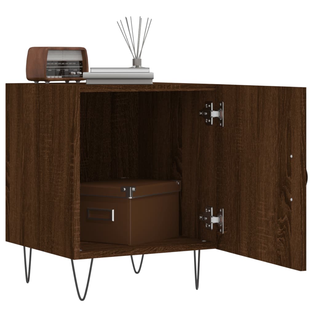 Bedside table, brown oak, 40x40x50cm, engineered wood
