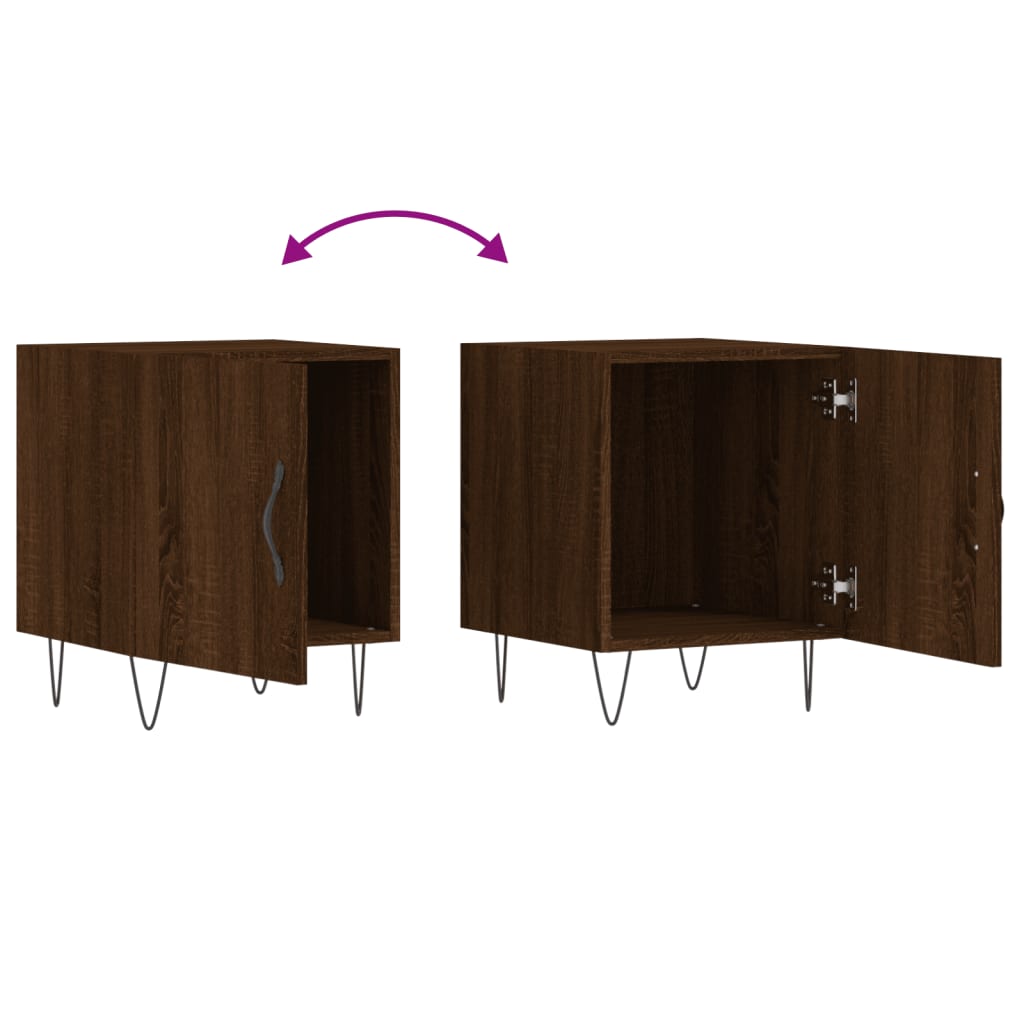 Bedside table, brown oak, 40x40x50cm, engineered wood