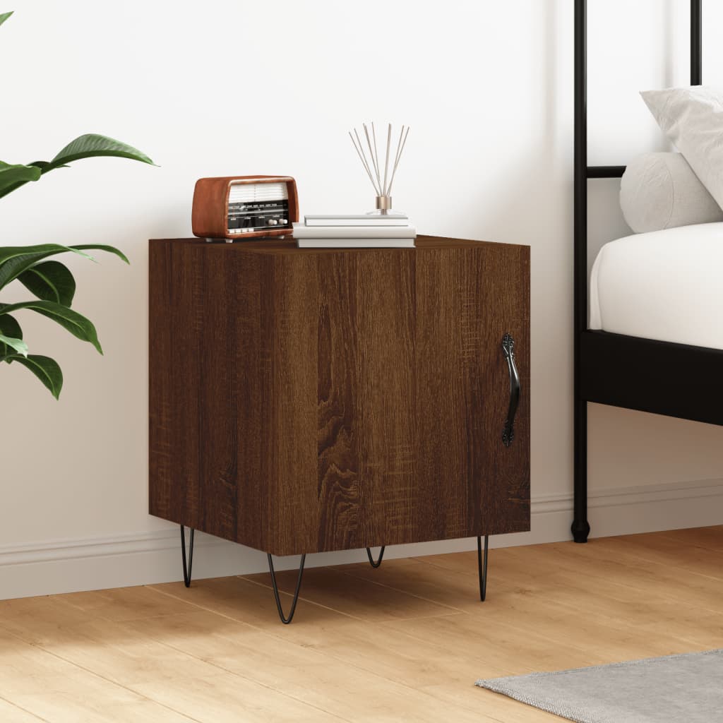 Bedside table, brown oak, 40x40x50cm, engineered wood
