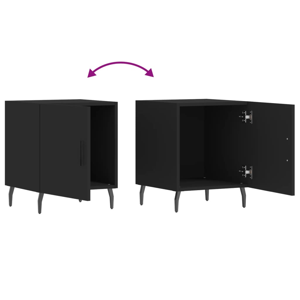 Bedside tables, 2 pcs., black, 40x40x50cm, engineered wood