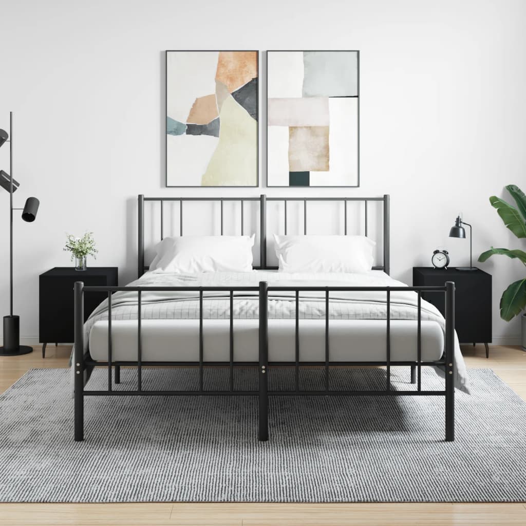 Bedside tables, 2 pcs., black, 40x40x50cm, engineered wood