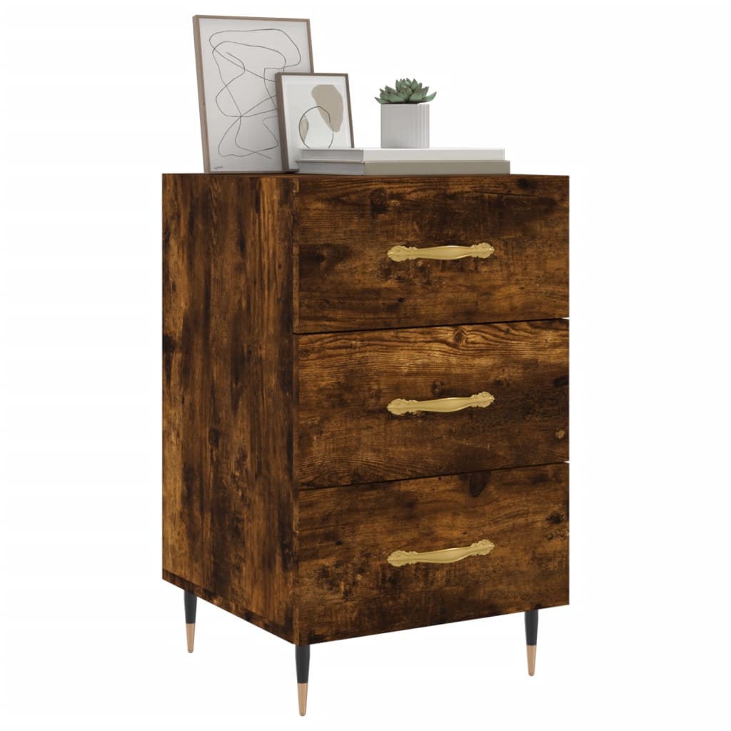 Bedside table, smoky oak, 40x40x66cm, engineered wood