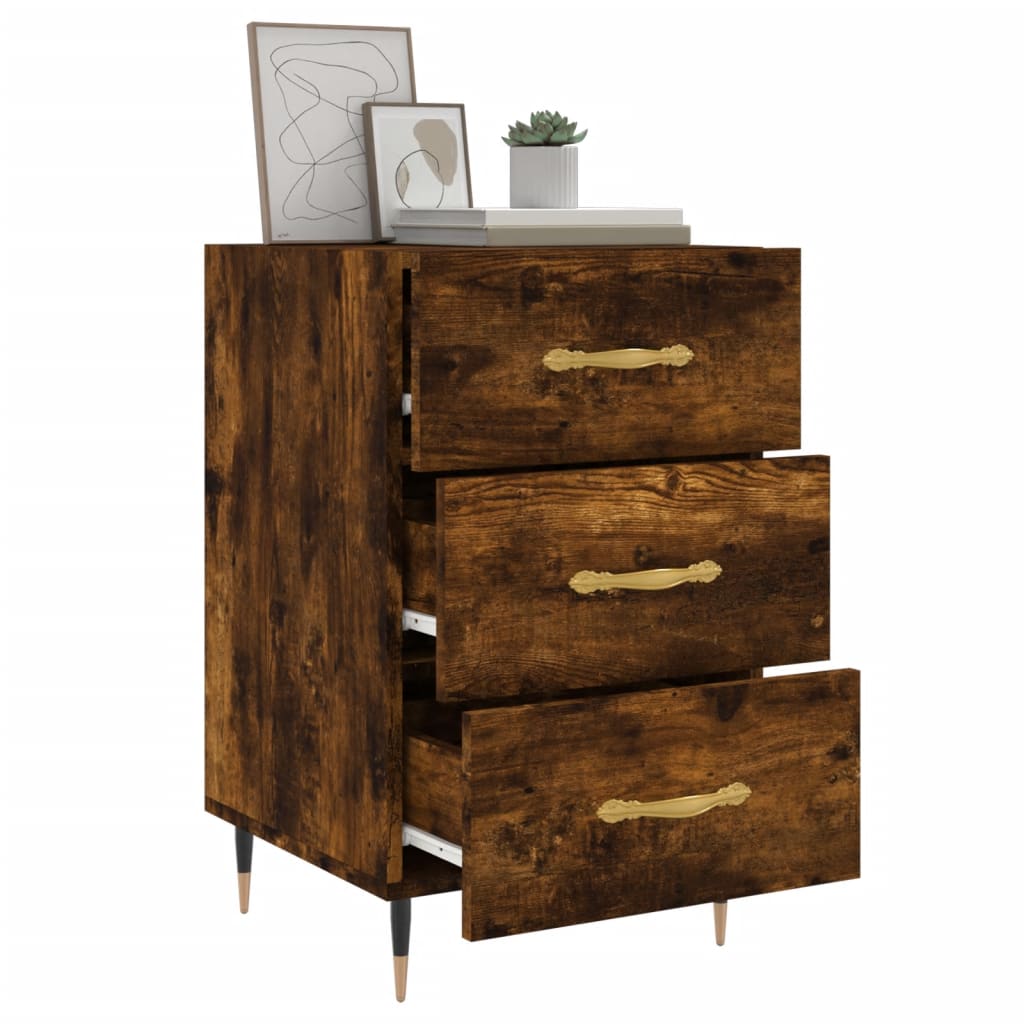 Bedside table, smoky oak, 40x40x66cm, engineered wood