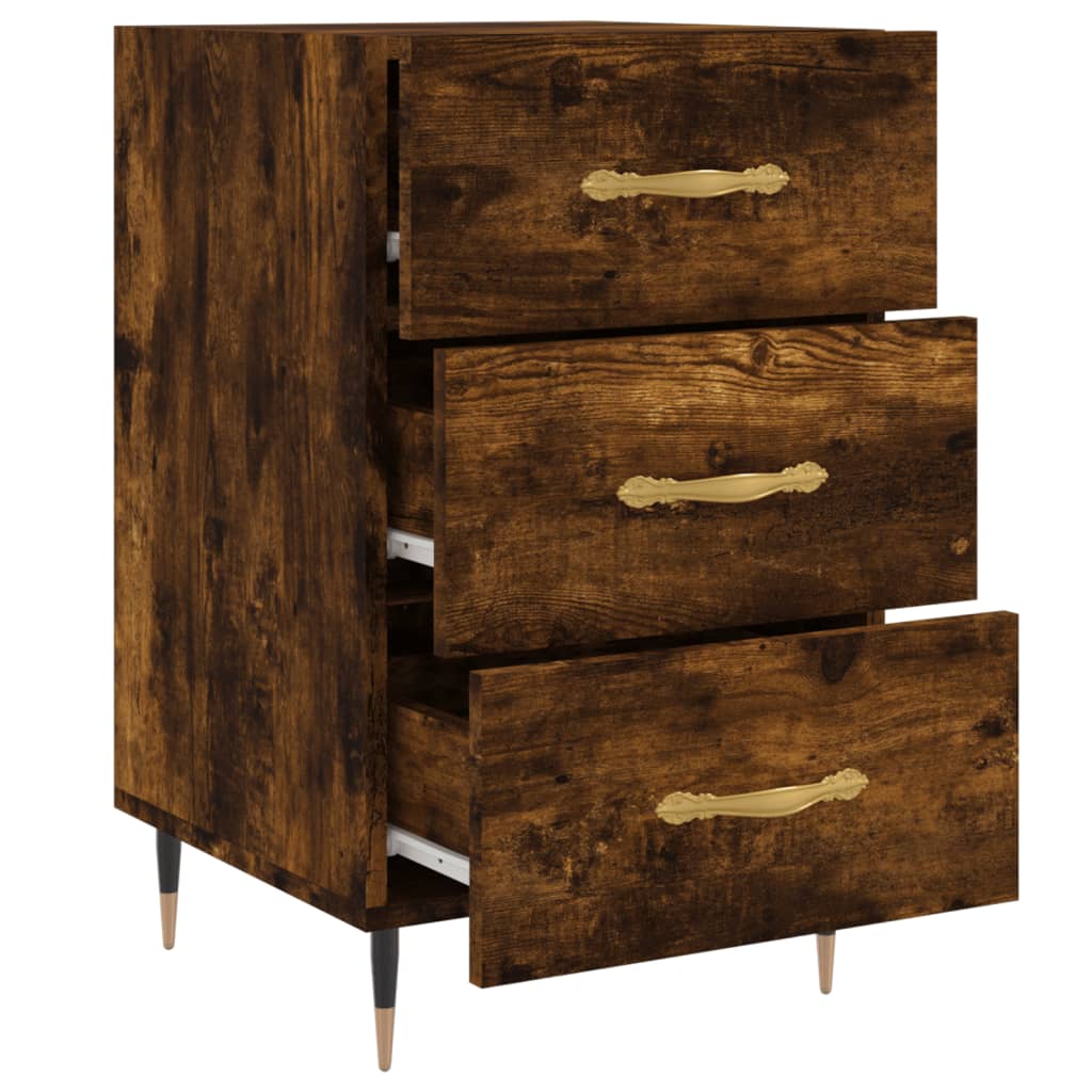Bedside table, smoky oak, 40x40x66cm, engineered wood