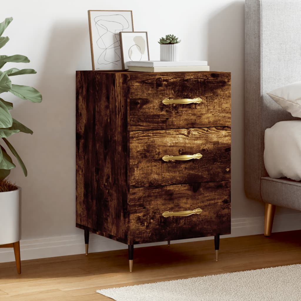Bedside table, smoky oak, 40x40x66cm, engineered wood