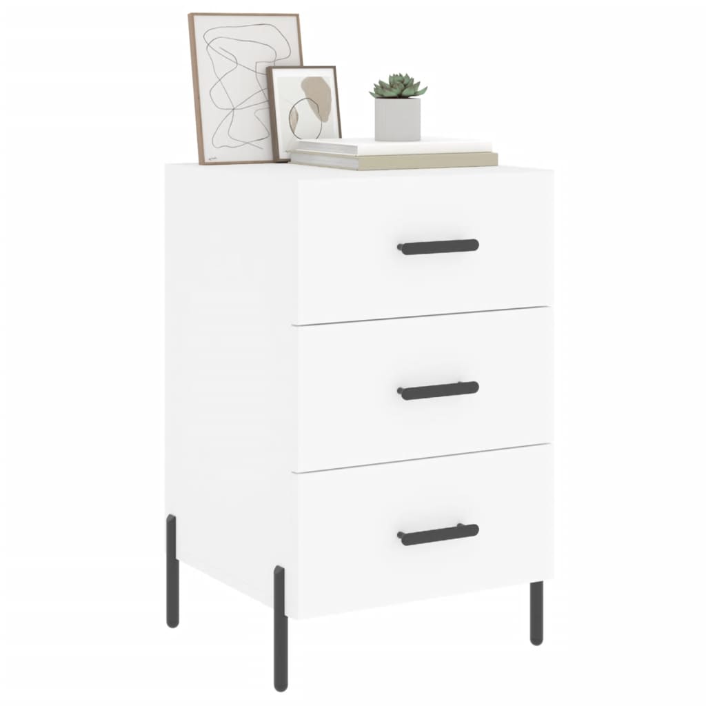 Bedside table, white, 40x40x66cm, engineered wood