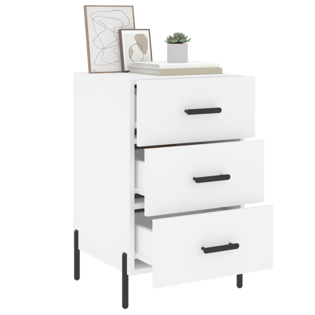 Bedside table, white, 40x40x66cm, engineered wood