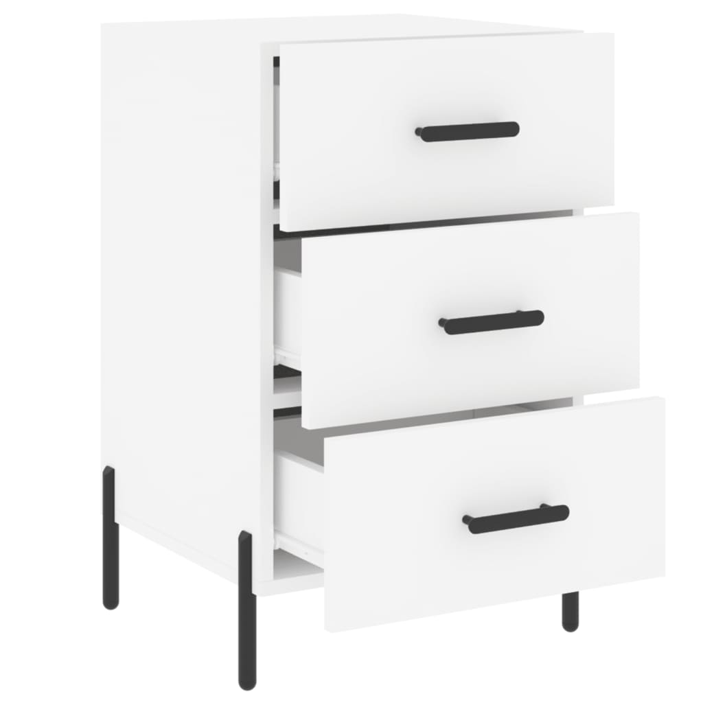 Bedside table, white, 40x40x66cm, engineered wood
