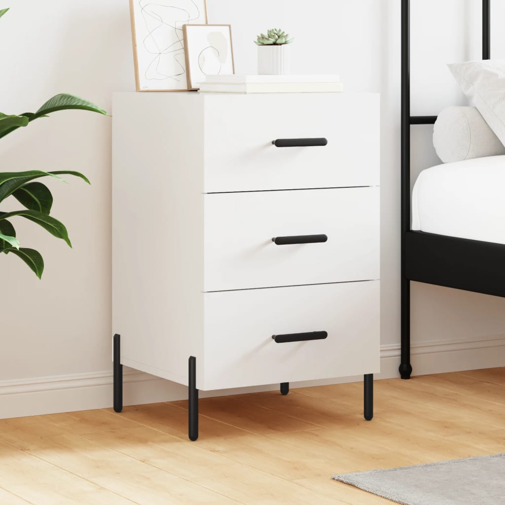 Bedside table, white, 40x40x66cm, engineered wood