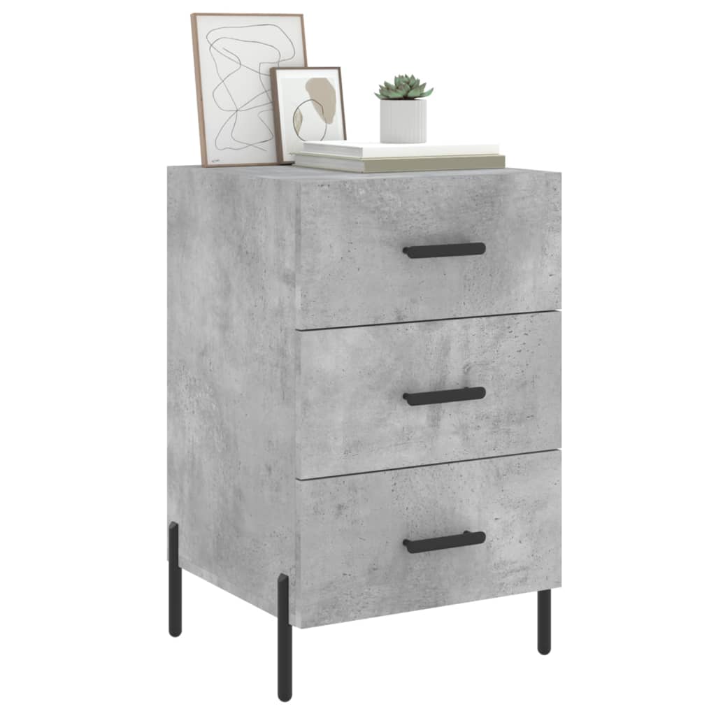 Bedside table, concrete grey, 40x40x66cm, engineered wood