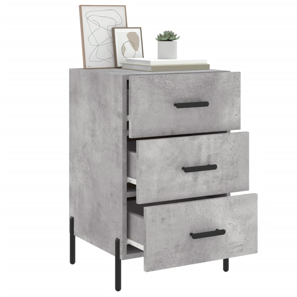 Bedside table, concrete grey, 40x40x66cm, engineered wood