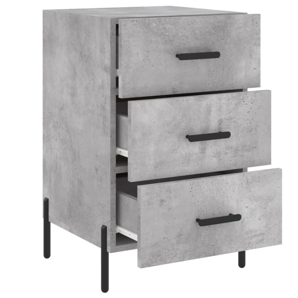Bedside table, concrete grey, 40x40x66cm, engineered wood