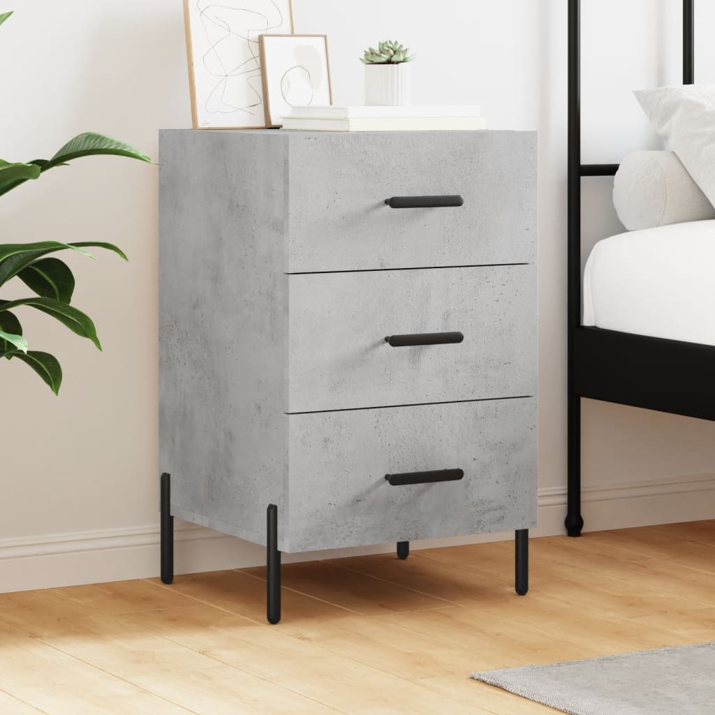 Bedside table, concrete grey, 40x40x66cm, engineered wood