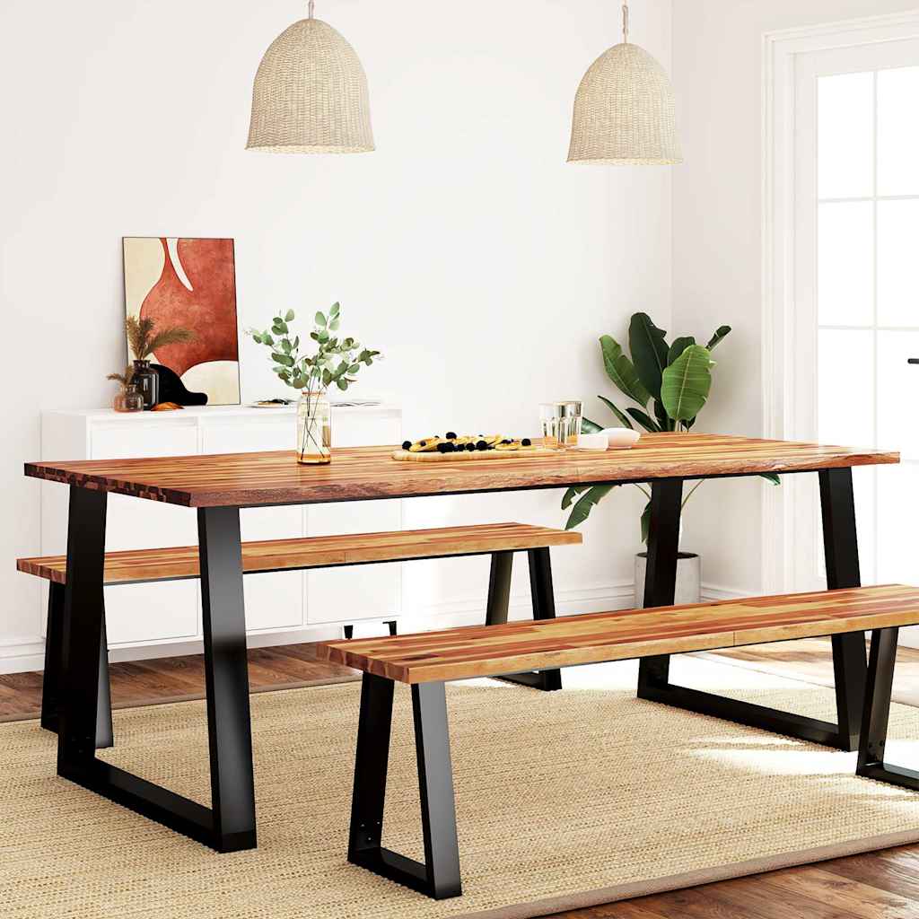 Dining table with live edge, 200x90x75cm, solid acacia