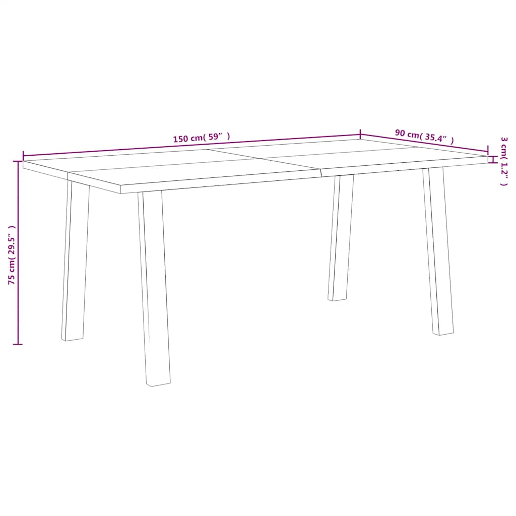 Valgomojo stalas, 150x90x75cm, akacijos medienos masyvas