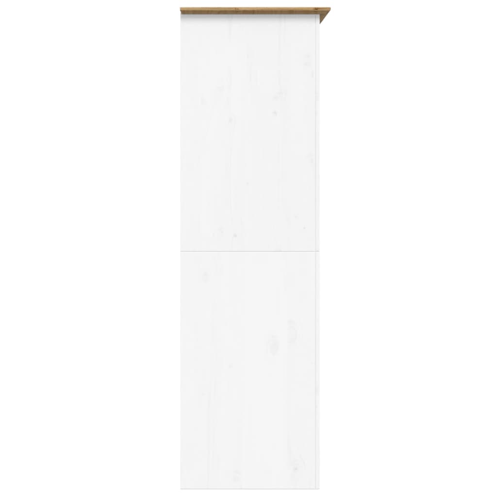 Grāmatu skapis BODO, balts/brūns, 99x53,5x173 cm, priedes masīvkoks