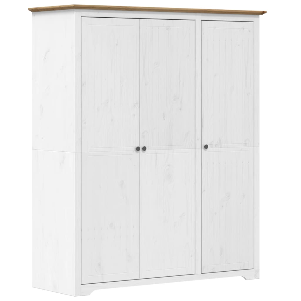 Knygų spinta BODO, balta/ruda, 146x53,5x173 cm, pušies masyvas