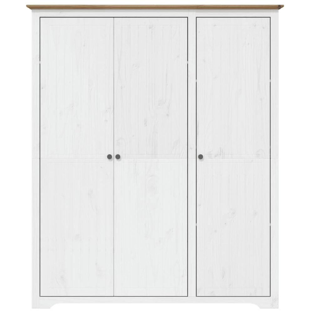 Knygų spinta BODO, balta/ruda, 146x53,5x173 cm, pušies masyvas