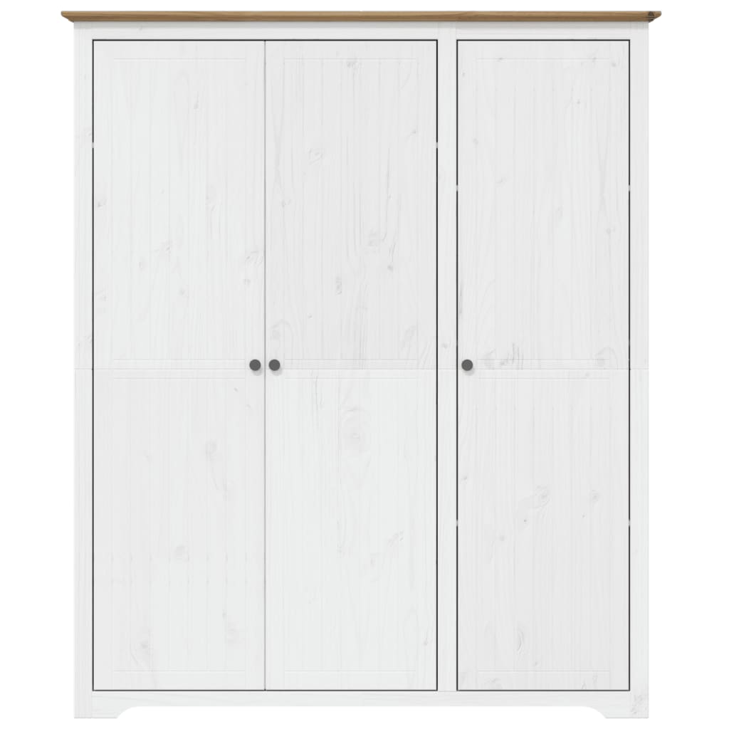 Knygų spinta BODO, balta/ruda, 146x53,5x173 cm, pušies masyvas